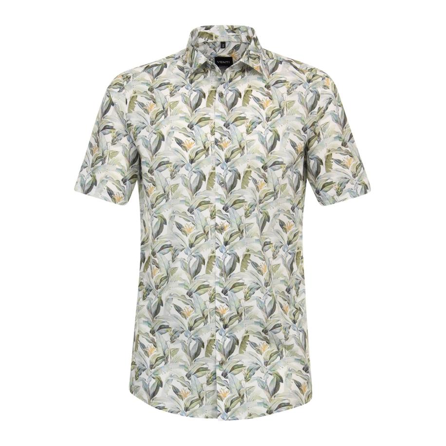 Venti Overhemd Korte mouw groen Groen