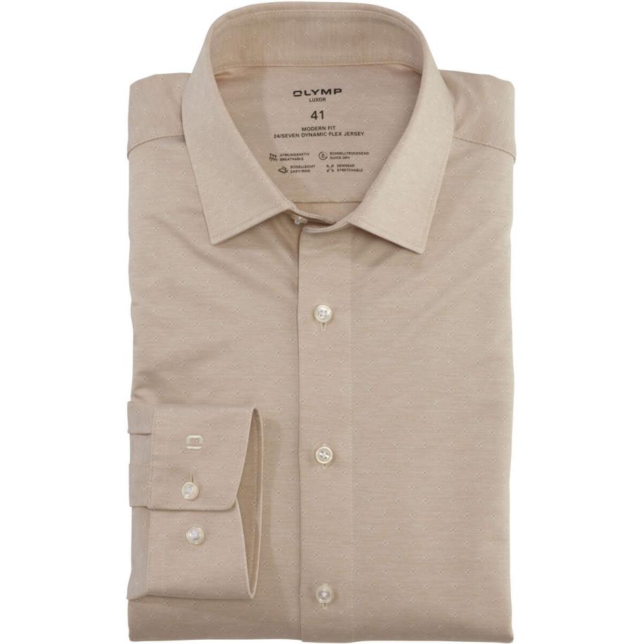 OLYMP Luxor 24/Seven Overhemd natuurlijk, Faux-uni Bruin