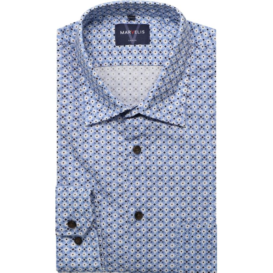 Marvelis Casual Overhemd blauw, Motief Blauw