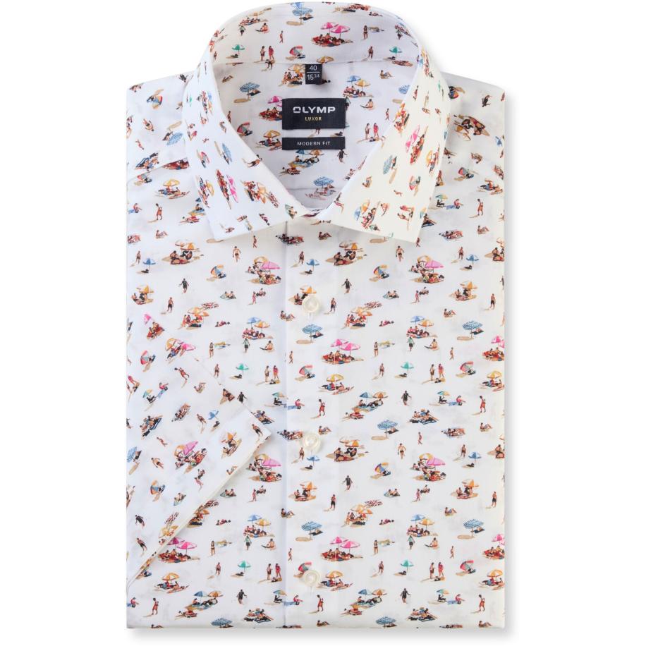 OLYMP Luxor Overhemd Korte mouw wit Wit