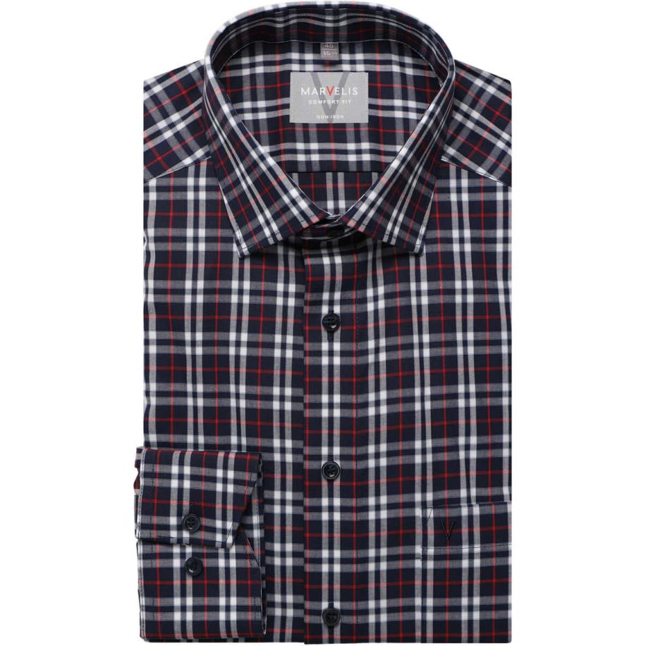 Marvelis Overhemd marine, Ruit Blauw