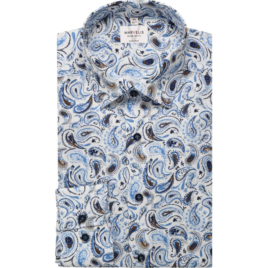Marvelis Overhemd blauw, Bedrukt Blauw