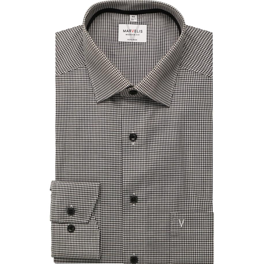 Marvelis Overhemd zwart, Ruit Zwart