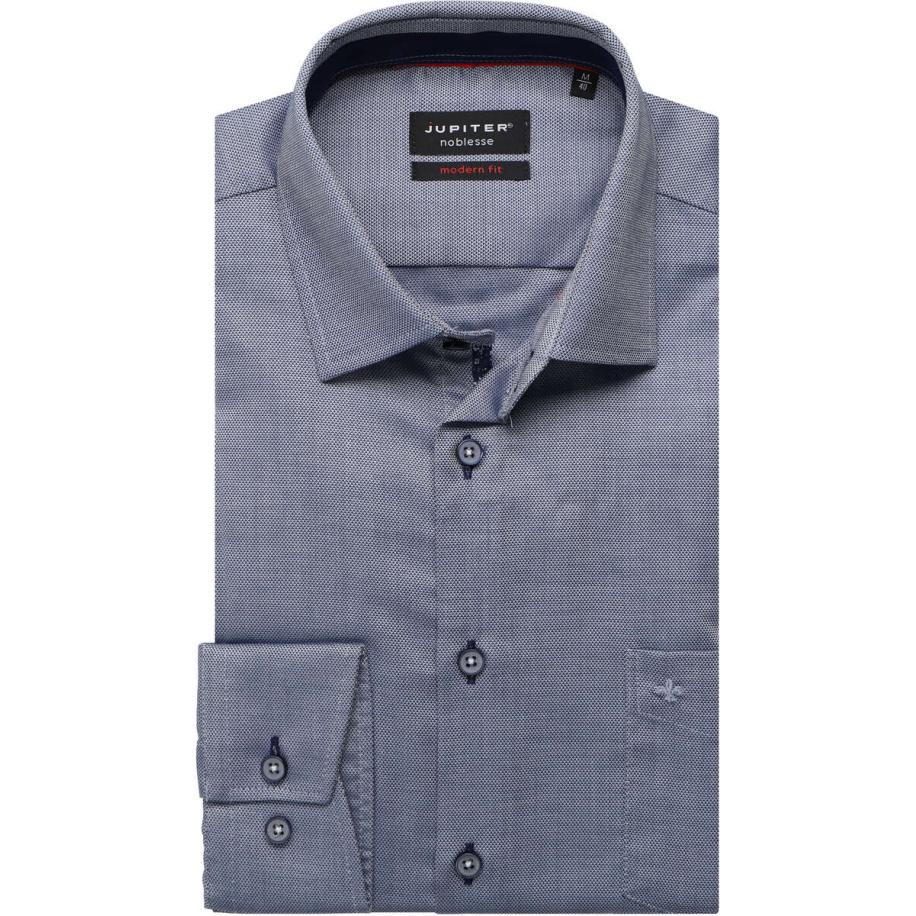 Jupiter Overhemd donkerblauw, Effen Blauw
