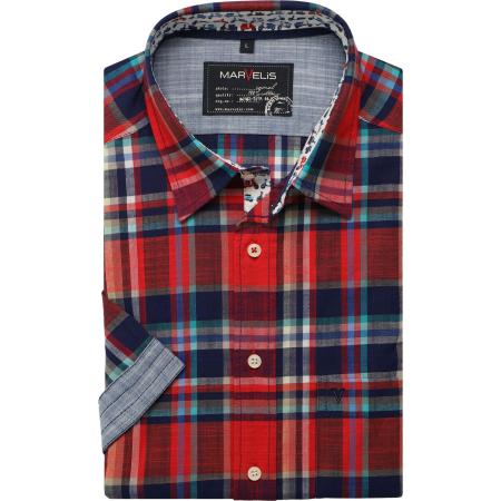 Marvelis Casual Overhemd Korte mouw rood