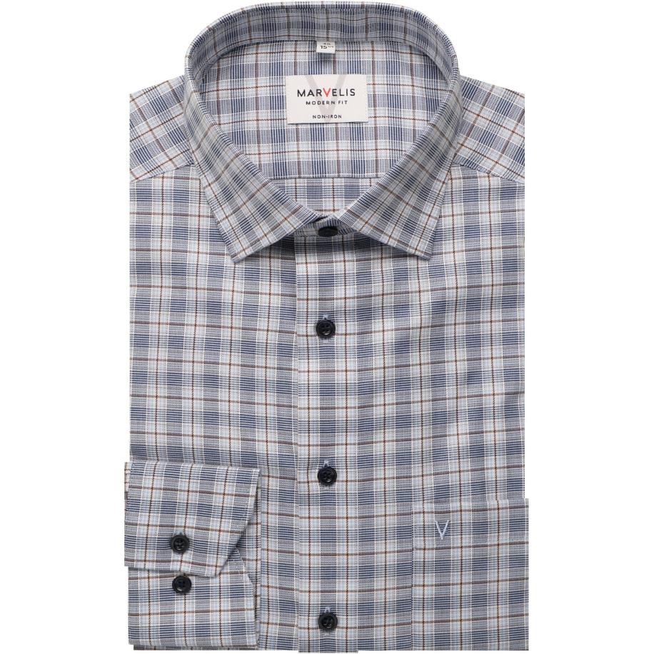 Marvelis Overhemd marine, Ruit Blauw