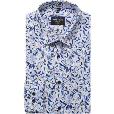 Marvelis Overhemd blauw/wit, Bloemen