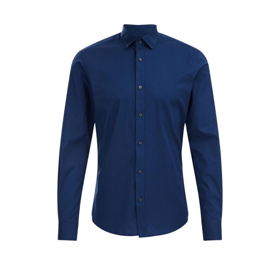 Fundamentals heren stretch overhemd - Slim Fit - Marineblauw - Katoen - Maat: XXL Blauw