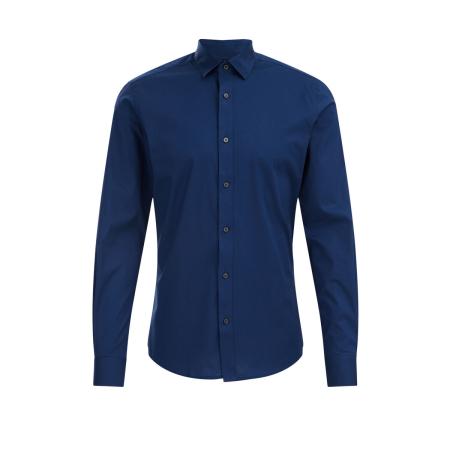 Fundamentals heren stretch overhemd - Slim Fit - Marineblauw - Katoen - Maat: XXL