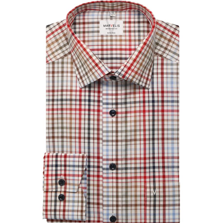 Marvelis Overhemd donkerrood, Ruit Rood