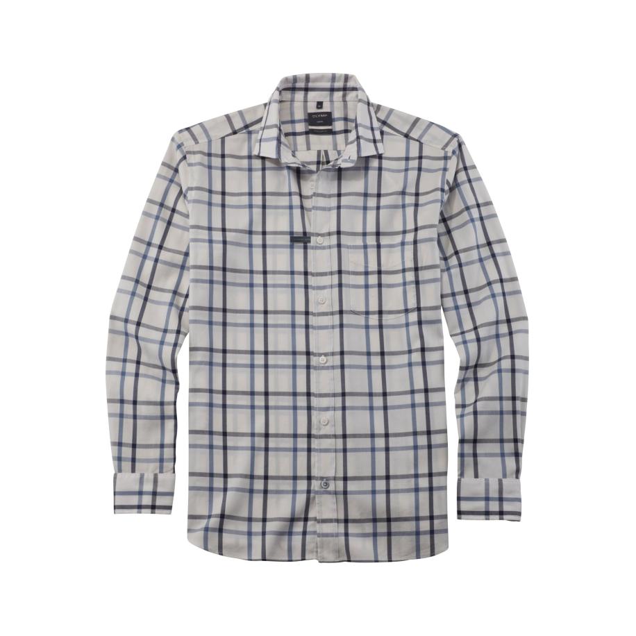 OLYMP Casual Overhemd wit, Ruit Wit