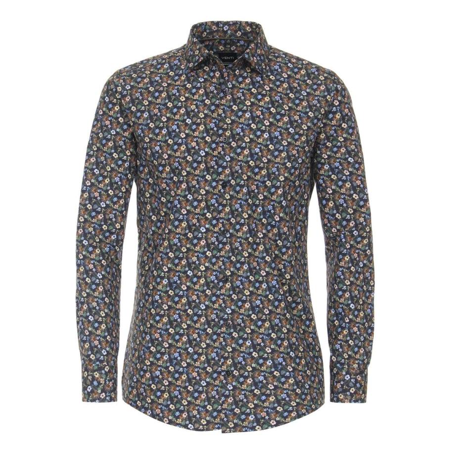 Venti Overhemd blauw, Bedrukt Blauw