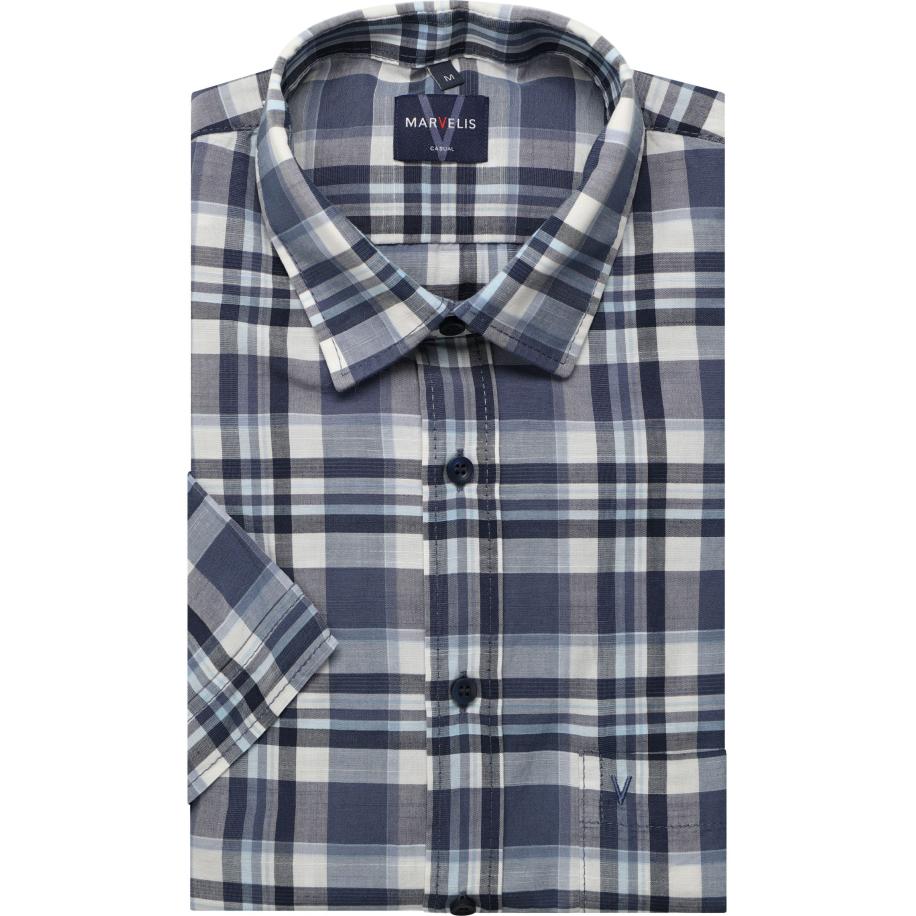 Marvelis Casual Overhemd Korte mouw rook blauw Blauw