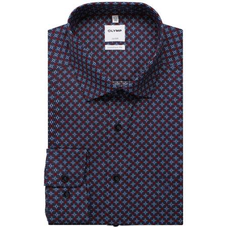 OLYMP Luxor Overhemd blauw/rood, Motief
