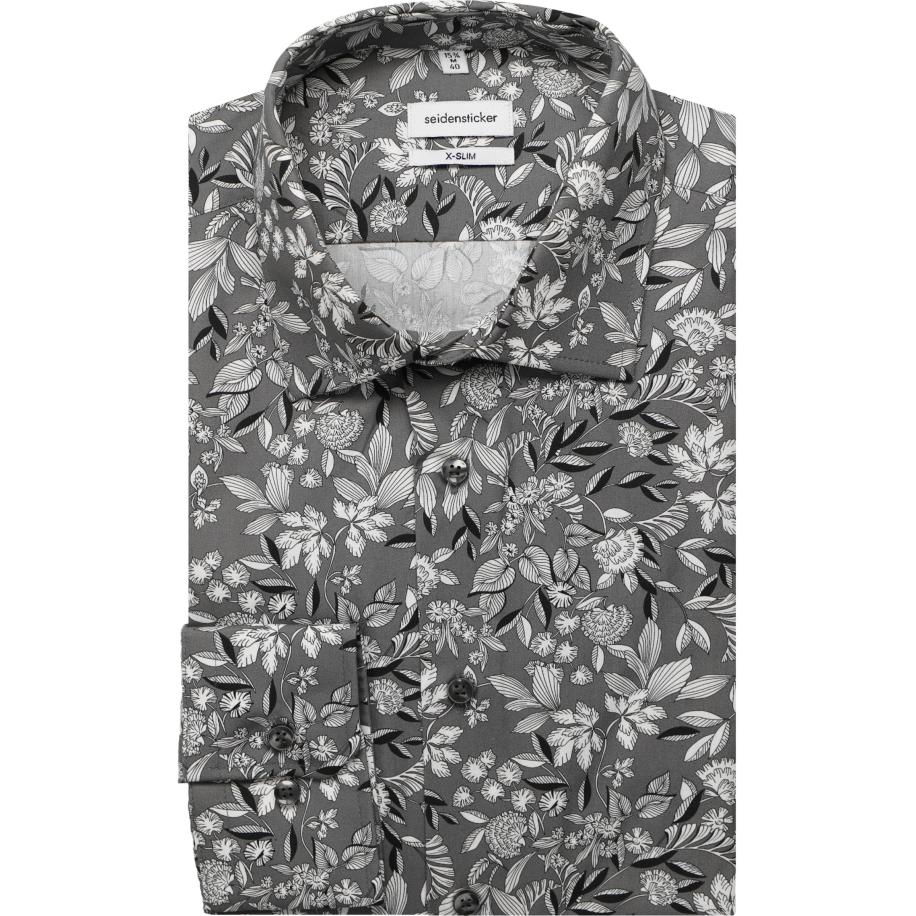 Seidensticker Overhemd grijs, Bedrukt Grijs