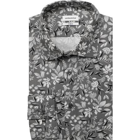 Seidensticker Overhemd grijs, Bedrukt