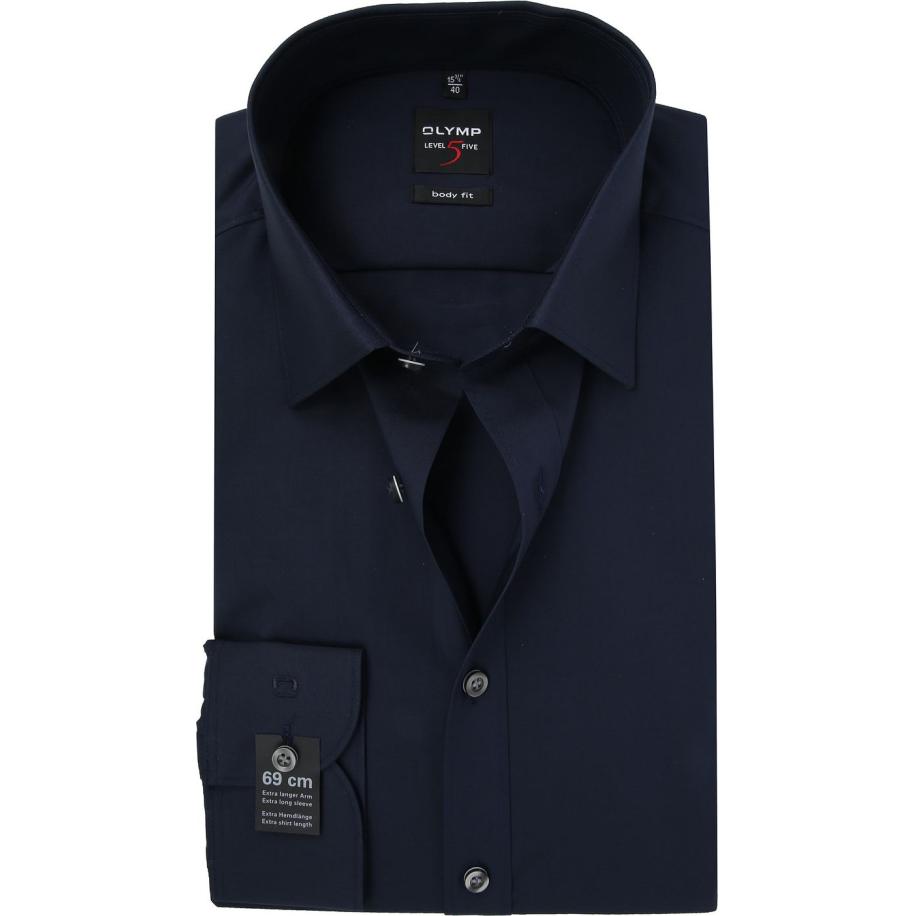 OLYMP Level Five Overhemd Extra Lange Mouwen Body-Fit Navy Blauw