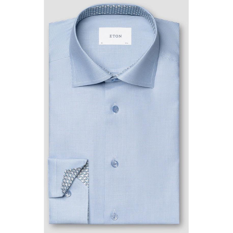 ETON Overhemd lichtblauw, Effen Blauw