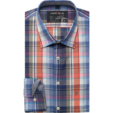 Marvelis Casual Overhemd mandarijn, Ruit