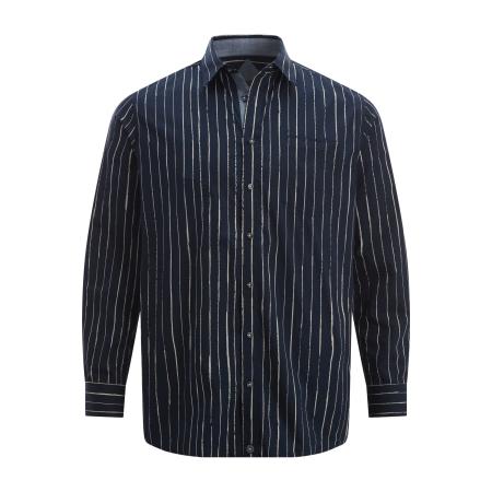 Jan Vanderstorm Overhemd donkerblauw, Gestreept