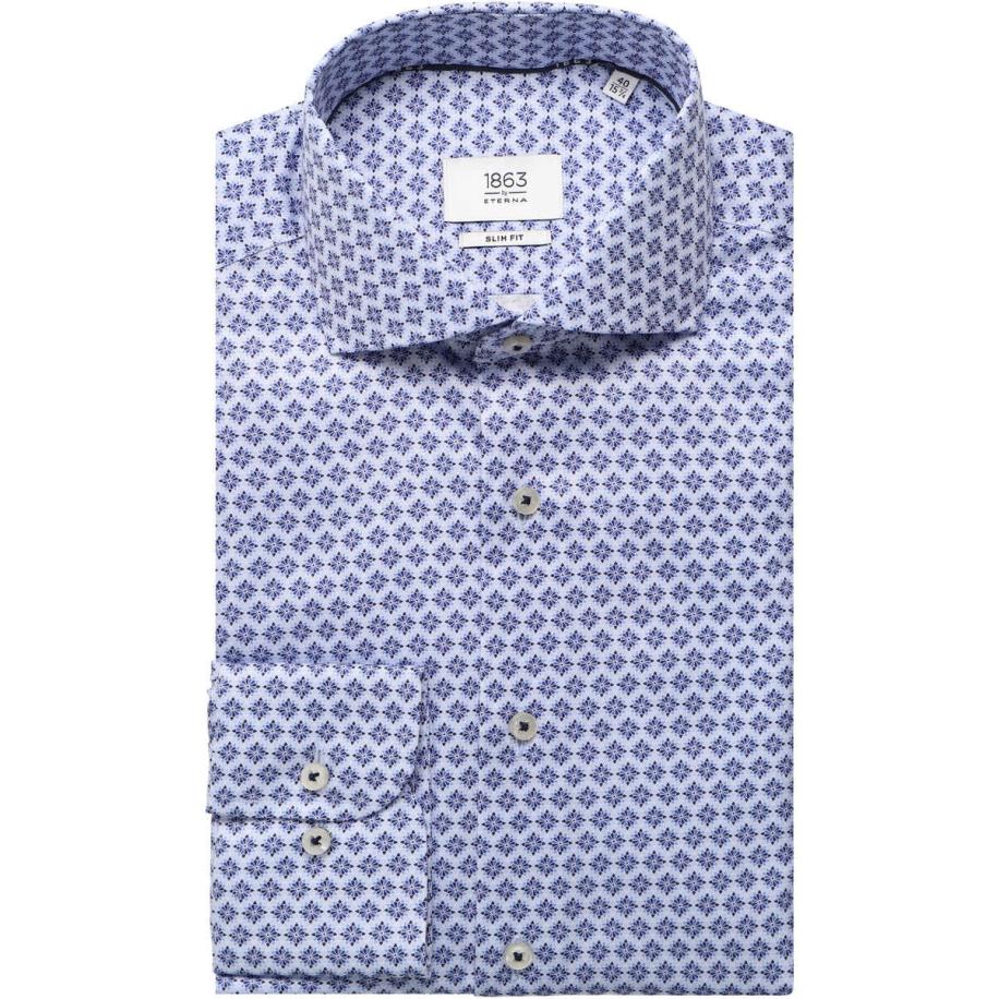 ETERNA 1863 Overhemd blauw, Bedrukt Blauw