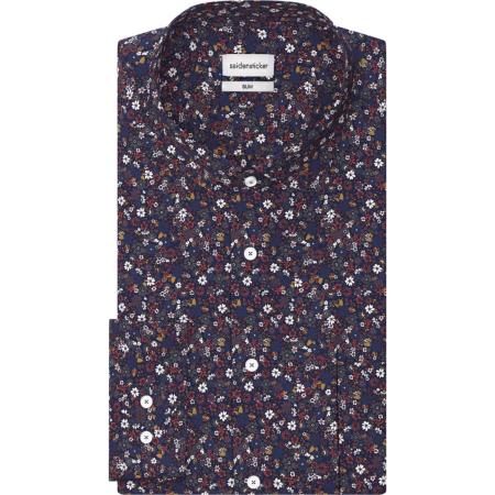 Seidensticker Overhemd blauw, Bloemen