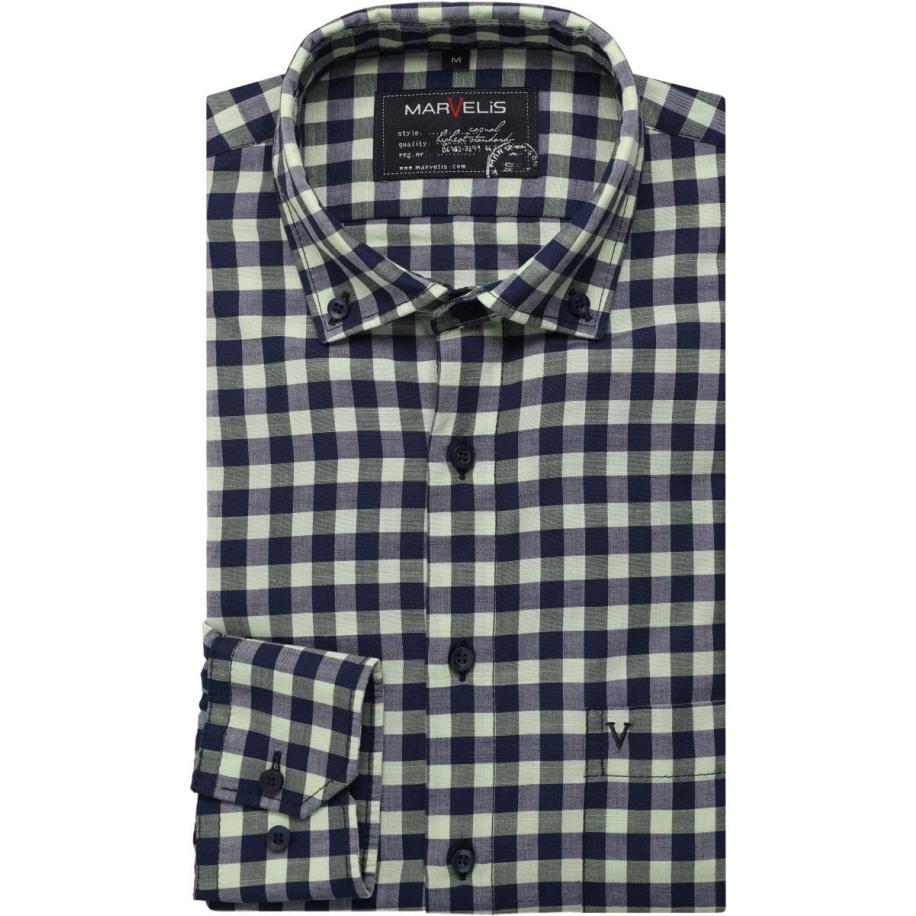 Marvelis Casual Overhemd limegroen, Ruit Groen