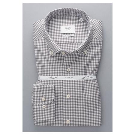 ETERNA 1863 Overhemd staalgrijs, Ruit