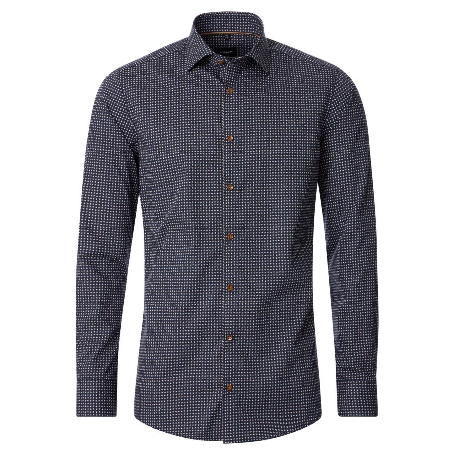 Venti Overhemd blauw, Bedrukt Blauw