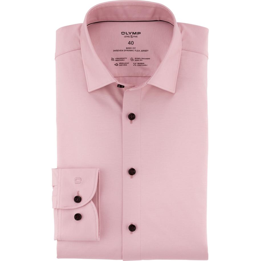 OLYMP Level Five 24/Seven Jersey shirt mauve, Effen Bruin