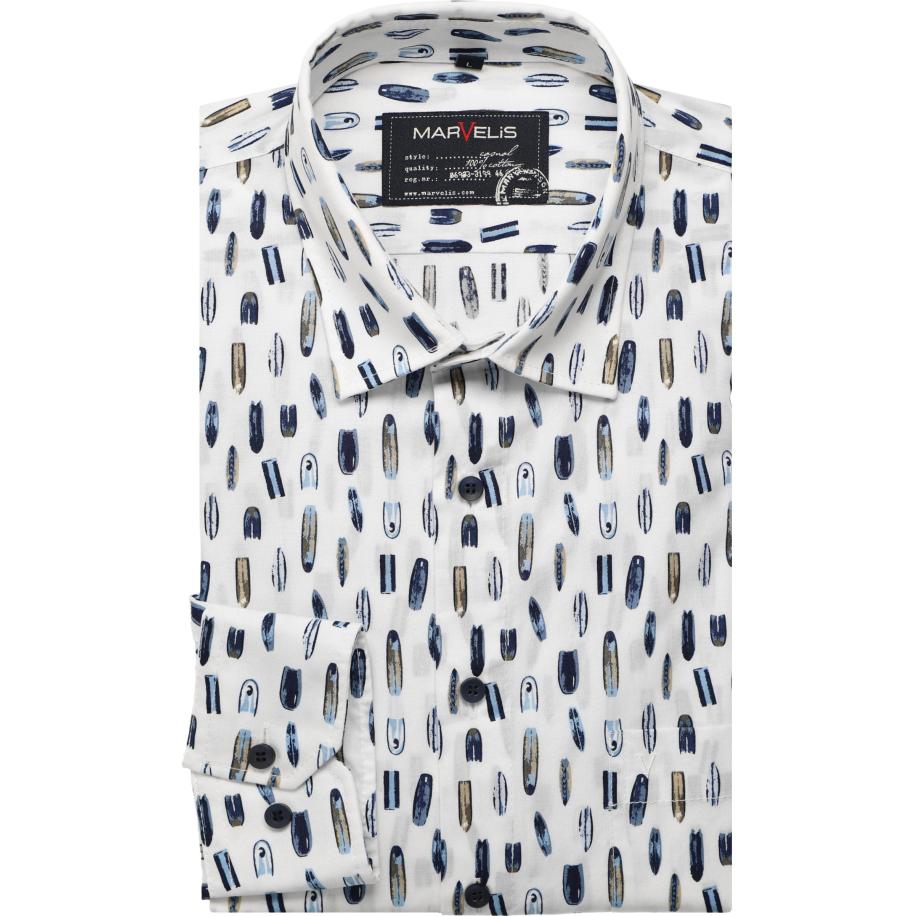 Marvelis Casual Overhemd blauw, Bedrukt Blauw