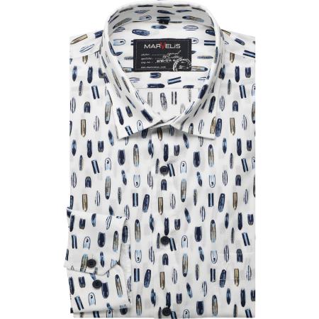 Marvelis Casual Overhemd blauw, Bedrukt
