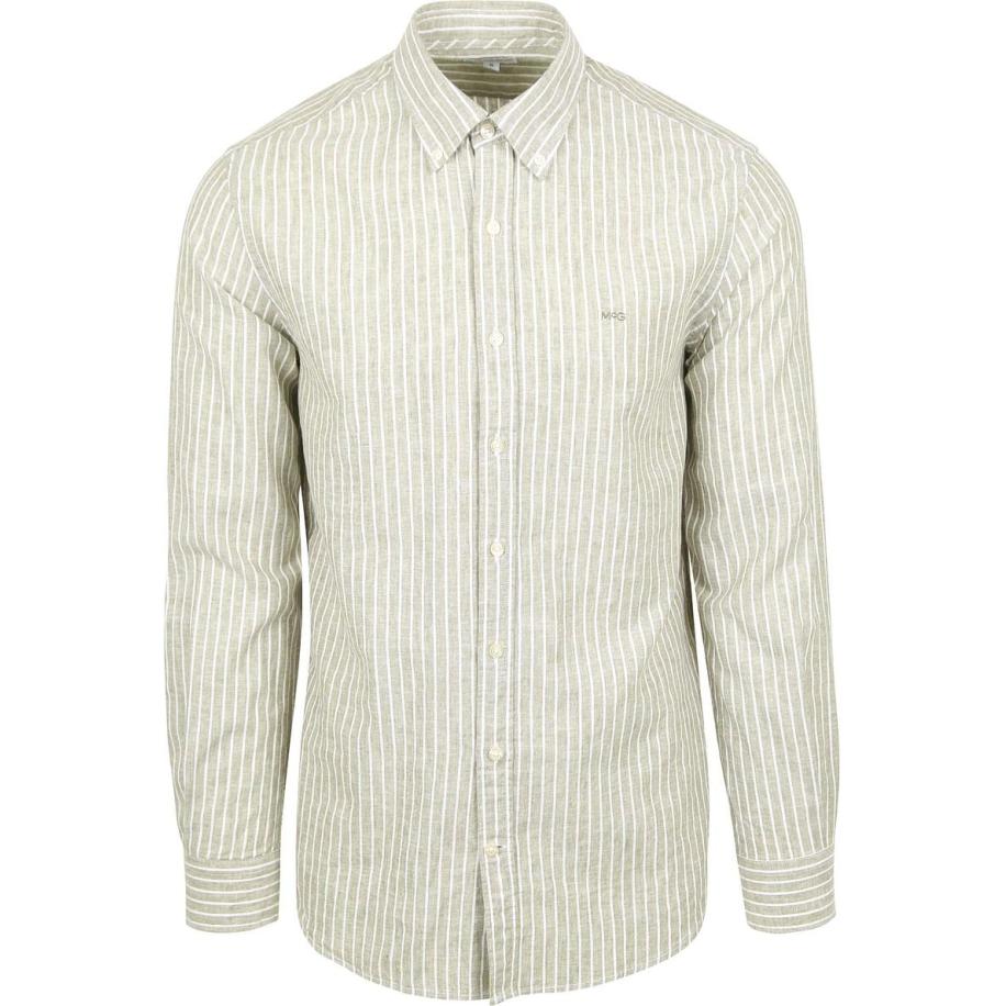 McGregor Overhemd Linnen Blend Streep Groen Groen