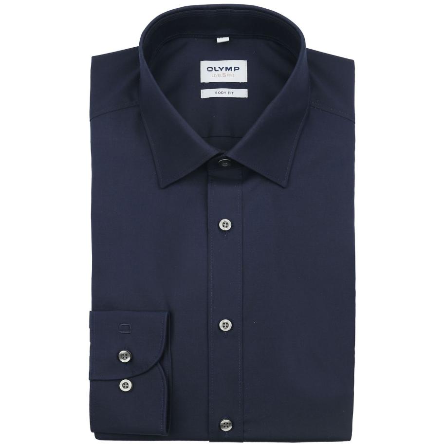 Olymp Overhemd Body Fit Navy Blauw