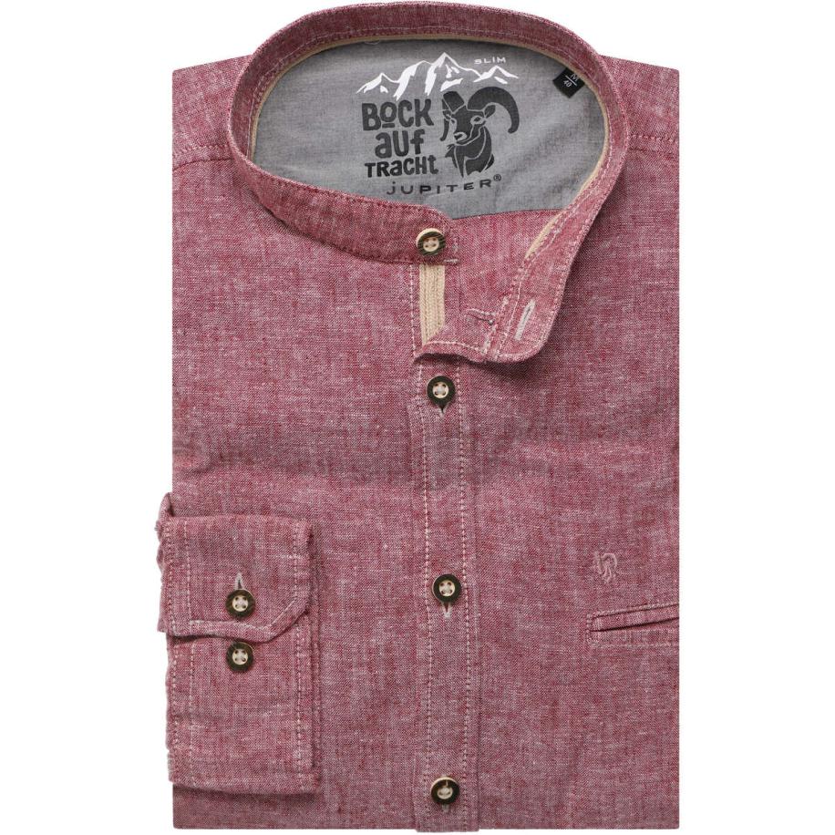 Jupiter Traditioneel overhemd bordeaux, Effen Rood