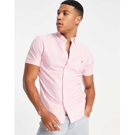 Polo Ralph Lauren - Slim-fit Oxford overhemd met icoonlogo en korte mouwen in roze