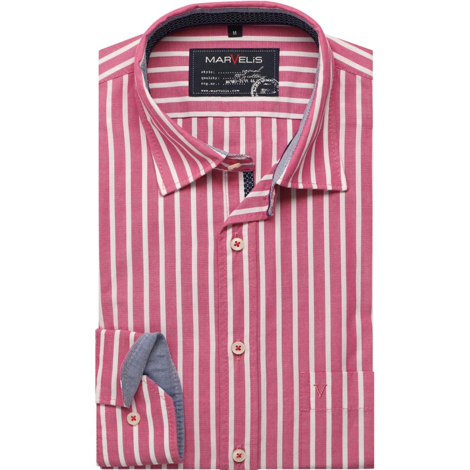 Marvelis Casual Overhemd roze, Gestreept Roze
