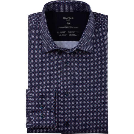 OLYMP Luxor 24/Seven Jersey shirt baksteenrood, Motief