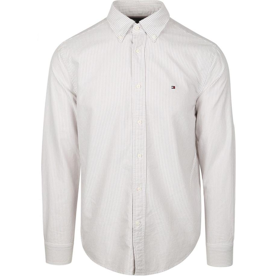 Tommy Hilfiger Oxford Overhemd Streep Beige Bruin