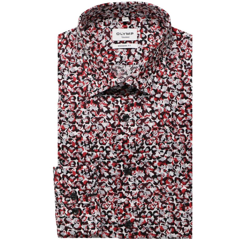 OLYMP Tendenz Overhemd rood/wit, Motief Rood