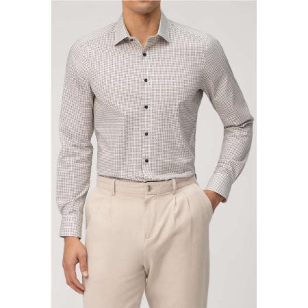 OLYMP Level Five Overhemd natuurlijk, Bedrukt