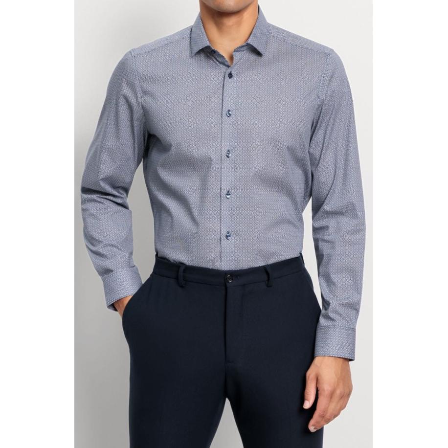 OLYMP Level Five Overhemd marine, Bedrukt Blauw
