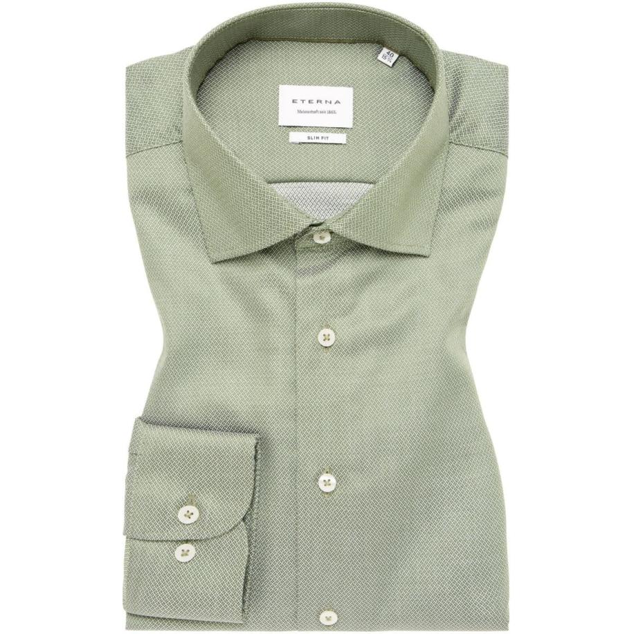 ETERNA Overhemd donkergroen, Gestructureerd Groen