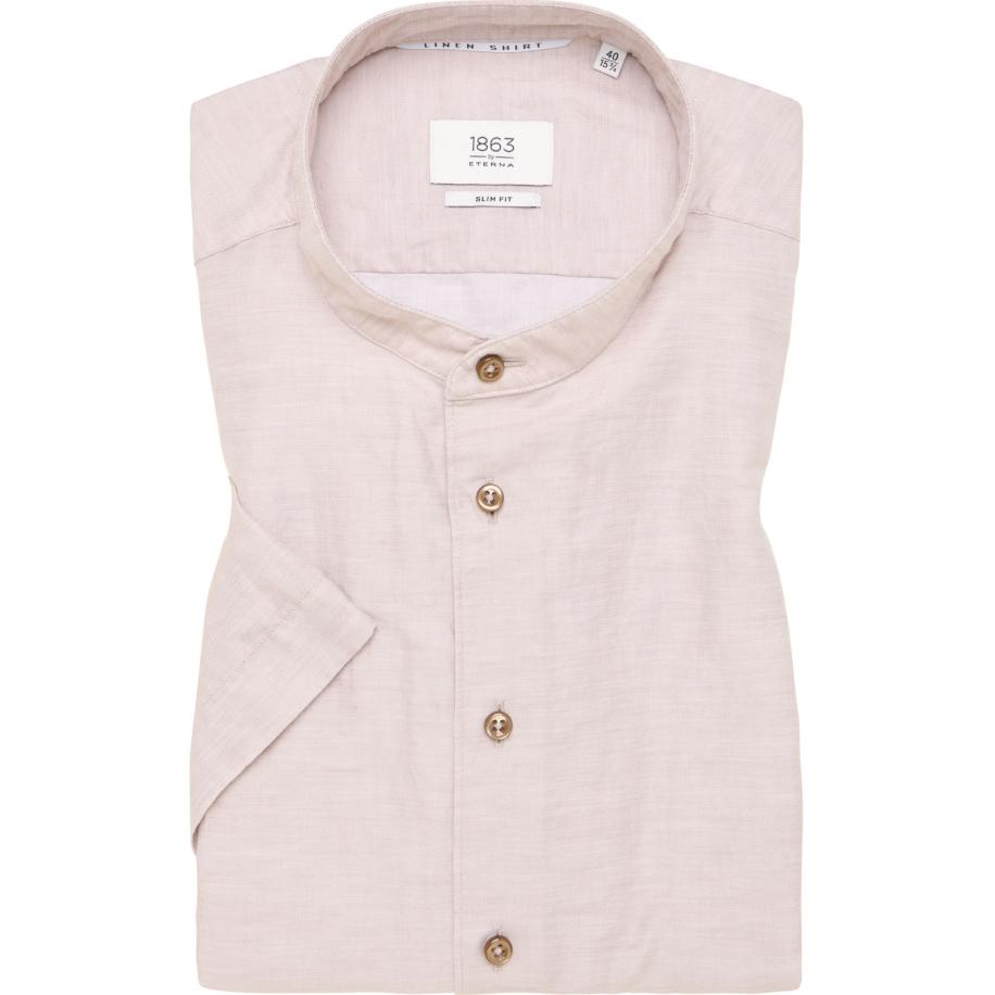 ETERNA 1863 Linnen Overhemd beige-bruin, Effen Bruin