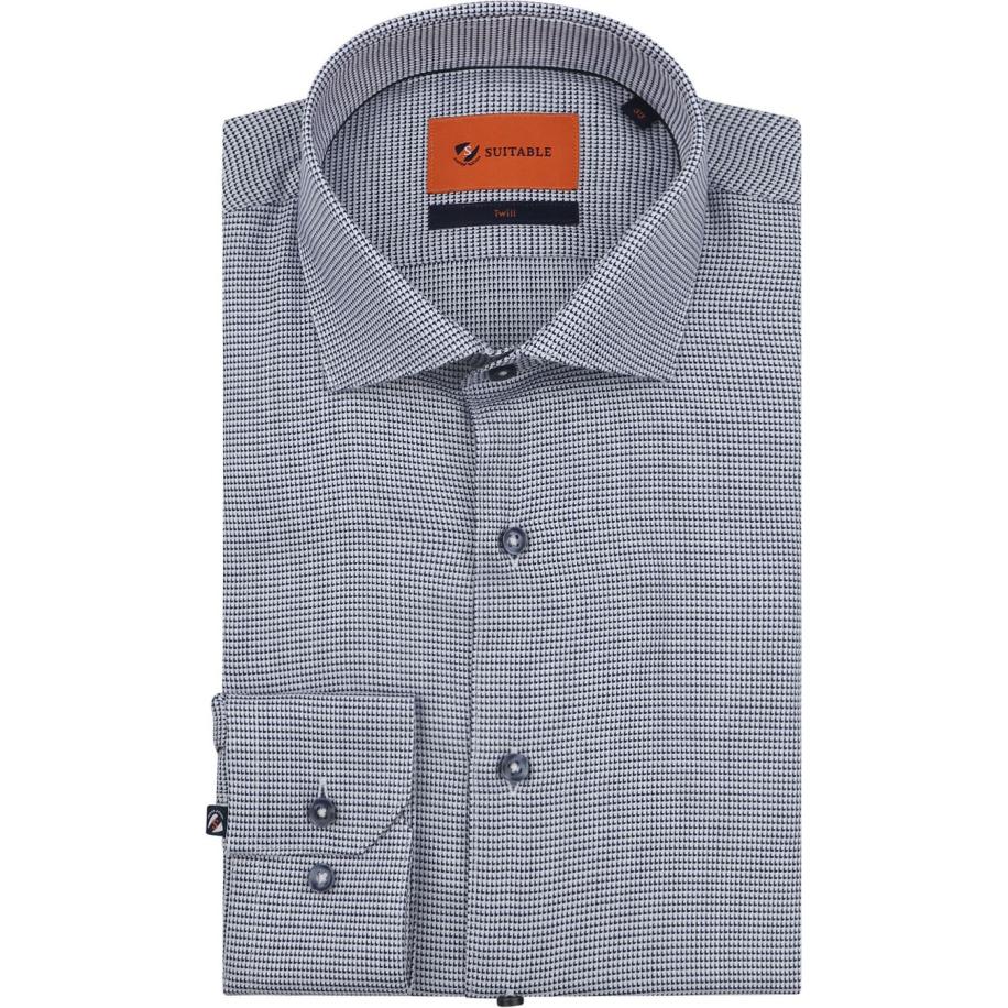 Suitable Overhemd Triangle Navy Blauw