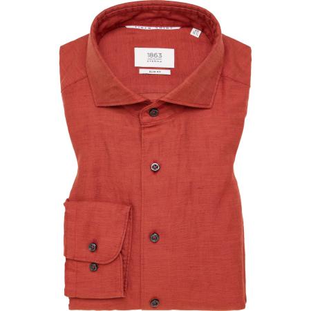 ETERNA 1863 Linnen Overhemd rood, Effen