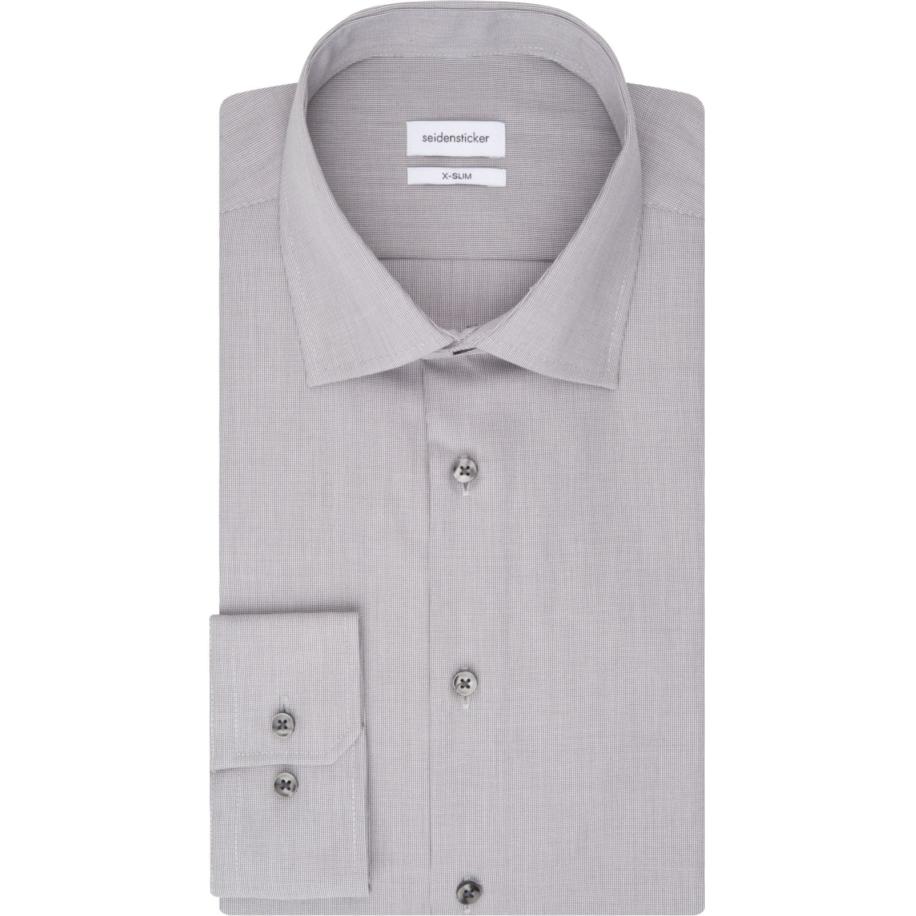 Seidensticker Overhemd grijs, Effen Grijs