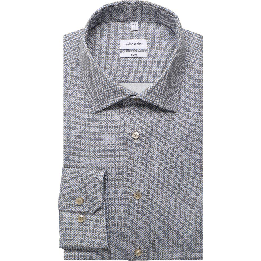 Seidensticker Overhemd blauw, Bedrukt Blauw