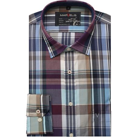 Marvelis Casual Overhemd aubergine, Ruit