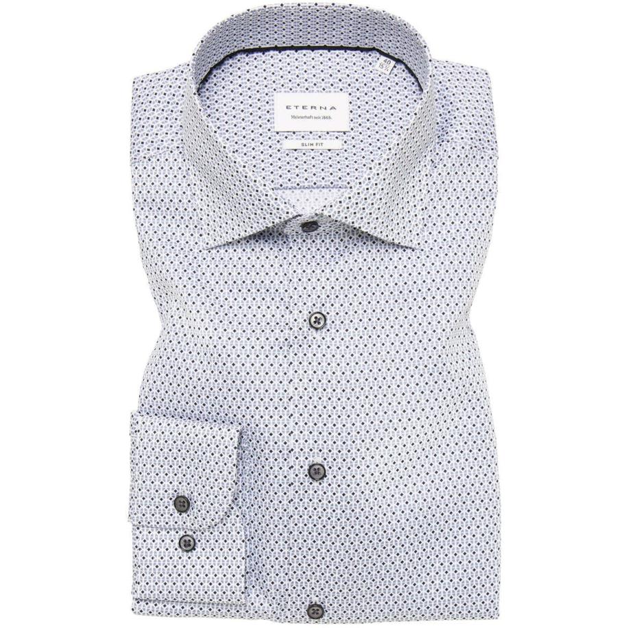 ETERNA Overhemd steengrijs, Bedrukt Grijs